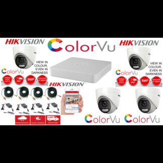 Kit supraveghere Hikvision - Sistem supraveghere profesional  Hikvision Color Vu 4 camere 5MP IR20m, DVR 4 canale, full accesorii