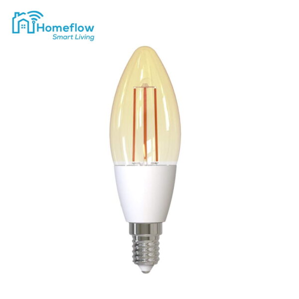 Bec inteligent LED Wireless Homeflow B-5007, E14, 4.5W (25W), 400lm, dimabil, filament, lumina calda, Control de pe telefonul mobil [1]