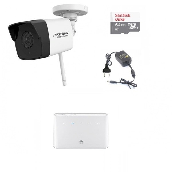 Camera IP Wi-Fi 2.0MP, lR 30m HiWatch cu SD Card, alimentator si router 4G [1]
