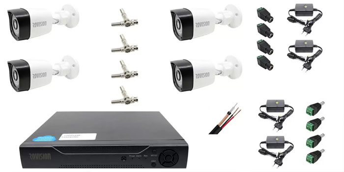 Sistem supraveghere profesional complet 4 camere exterior full hd 20 m IR- DVR 4 canale- accesorii