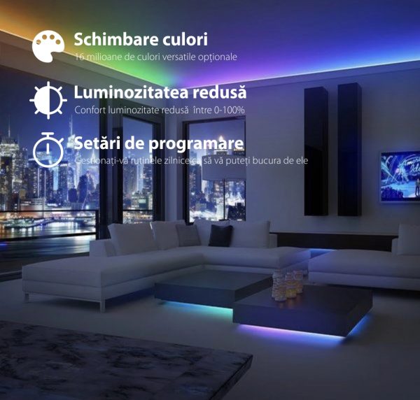 Banda LED inteligenta Yeelight Lightstrip Plus YLDD04YL, Smart, Lungime 2m, Putere 7.5W, Compatibil Google Assistant [1]