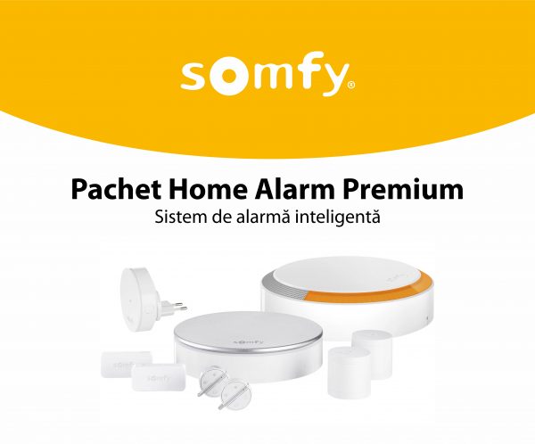 Pachet Home Alarm Premium Somfy, Sirena de interior, Sirena pentru exterior, Brelocuri si INTELLITAG™