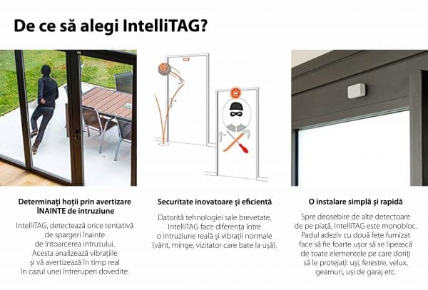 Intellitag™  Senzor pentru usa/fereastra interior sau exterior, Compatibil cu Somfy One, One+, Home Alarm, Pachet 5 bucati