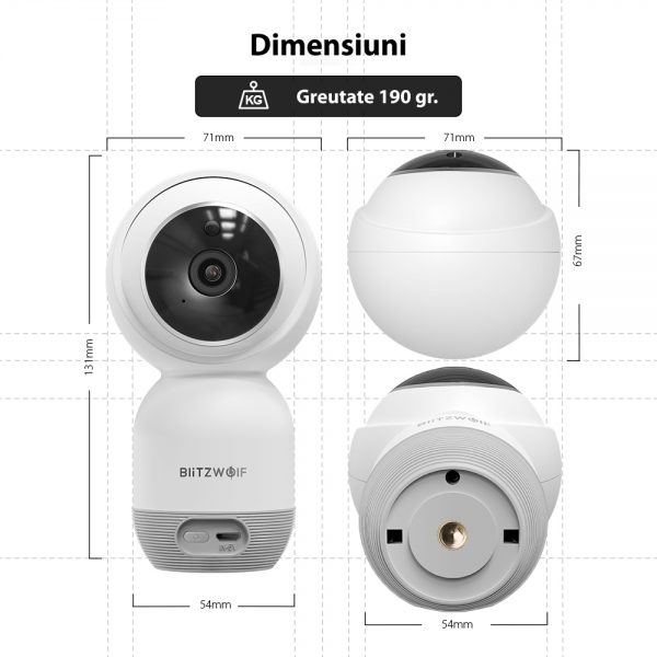 Camera de supraveghere inteligenta BlitzWolf BW-SHC1,1080p, Smart, Wi-Fi, Monitorizare de pe telefon [1]