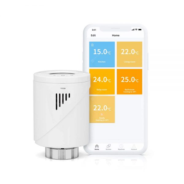 Kit cap termostatic cu hub pentru calorifer, Meross MTS100H, Compatibil cu Amazon Alexa, Google Home & IFTTT