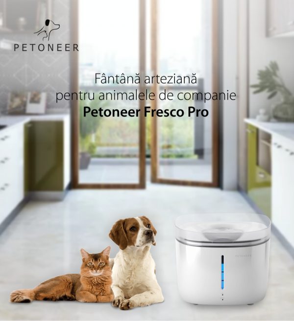 Dispenser de apa pentru animale de companie, Petoneer Fresco Pro, 2L, Filtrare, Control aplicatie [1]