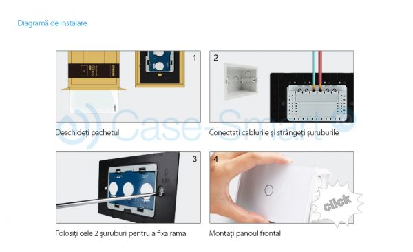 Intrerupator dublu wireless cu touch Livolo din sticla – standard italian [1]
