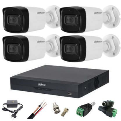 Sistem supraveghere video complet 4 camere Dahua 8MP 4K, infrarosu 80m cu audio si face detection [1]