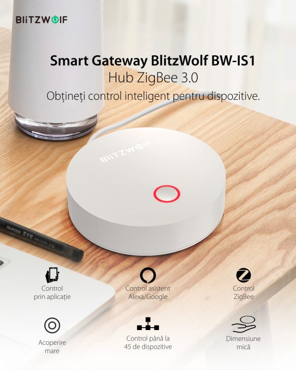 Centru de comanda BlitzWolf BW-BS1, Hub inteligent Zigbee 3.0, Wi-Fi, Control aplicatie [1]