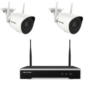 Sistem de Supraveghere Wireless cu 2 Camere Hikvision de 4MP, 30m IR, lentila 2.8mm,  NVR 4 canale