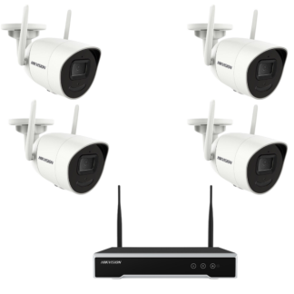 Sistem de Supraveghere Wireless cu 4 Camere Hikvision de 4MP, 30m IR, lentila 2.8mm,  NVR 4 canale