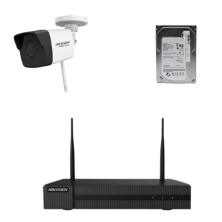 Kit supraveghere wireless - Kit de supraveghere Hikvision HiWatch cu o camera wireless 2MP, 30m IR, lentila 2.8mm, NVR 4 canale HDD inclus
