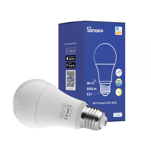Bec inteligent cu LED Sonoff B02-B-A60, Lumina calda / rece, Putere 9W, 806 LM, Control aplicatie [1]