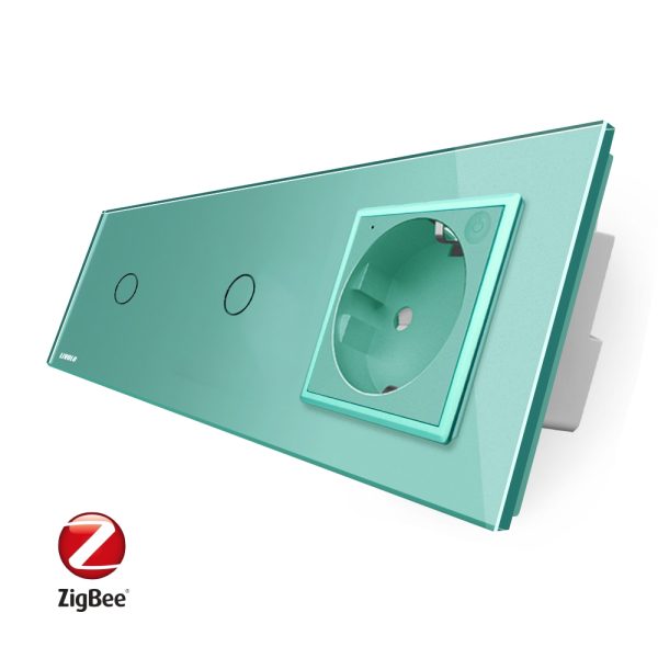 Intrerupator LIVOLO simplu+simplu ZigBee cu touch si priza din sticla ZigBee, Control de pe telefon [1]