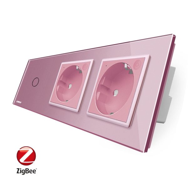 Intrerupator LIVOLO simplu ZigBee cu touch si 2 prize din sticla ZigBee, Control de pe telefon [1]