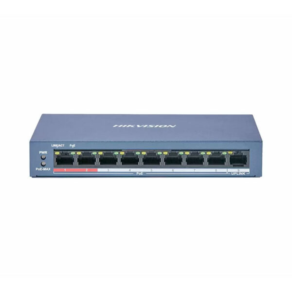 Switch POE 8 porturi Hikvision, DS-3E0109P-E/M(B); L2, Unmanaged, 8x 100M PoE port, 1x 100M uplink port [1]