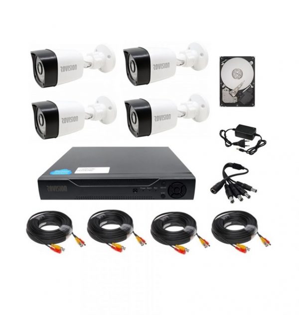 Sistem supraveghere video 4 camere exterior 2 MP 1080P FULL HD IR30m, DVR, HDD 500 GB, accesorii full [1]