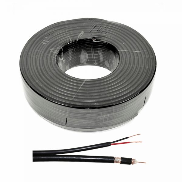 Cablu RG 59 coaxial cu alimentare 2x0.75, CUPRU 100%, rola 100 m [1]