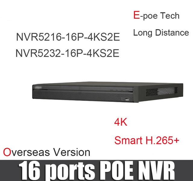 NVR Dahua NVR5216-16P-4KS2E, 16 canale, Max. 12MP, H.265+, 2xSATA3, 16PoE