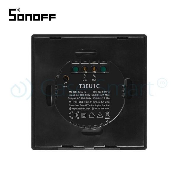 Intrerupator simplu cu touch Sonoff T3EU1C, Wi-Fi + RF, Control de pe telefonul mobil [1]