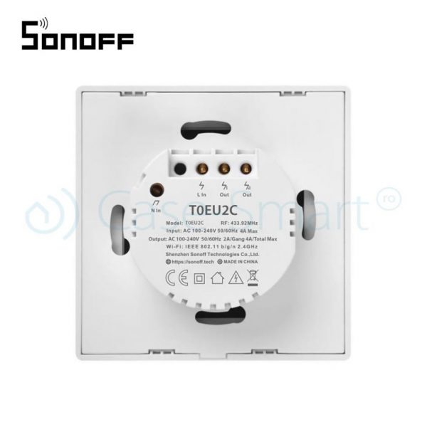 Intrerupator dublu cu touch Sonoff T0EU2C, Wi-Fi, Control de pe telefonul mobil [1]