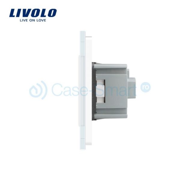 Intrerupator dublu cap scara / cap cruce + priza simpla Livolo rama din sticla [1]