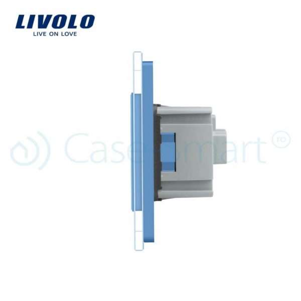 Intrerupator simplu cap scara / cap cruce + priza simpla Livolo rama din sticla [1]