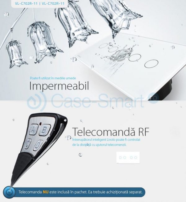 Intrerupator dublu + dublu cu touch Wireless Livolo din sticla [1]