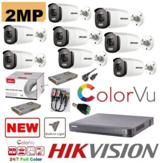 Kit supraveghere 8 camere profesional Hikvision 2mp Color Vu cu IR 40m (color noapte ) , accesorii incluse [1]