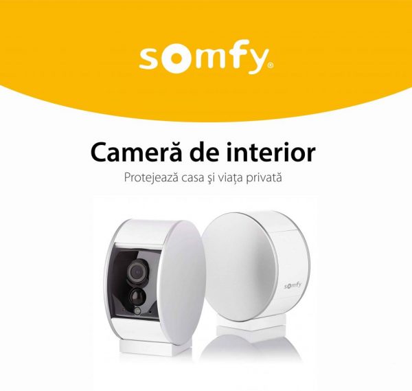 Camera Video HD de interior Somfy Protect, Vedere pe timp de noapte, Zoom de 8x, Compatibil cu TaHoma, Amazon Alexa, IFTTT si Works With Nest [1]