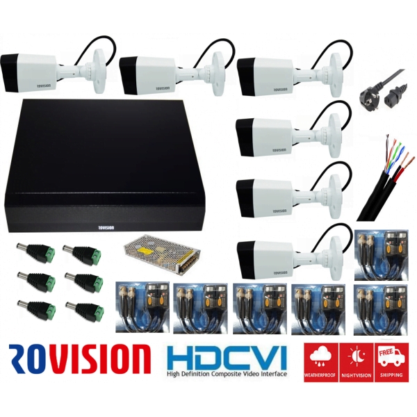 Sistem supraveghere 6 camere profesional 5MP Rovision, Accesorii incluse, DVR 8 canale [1]