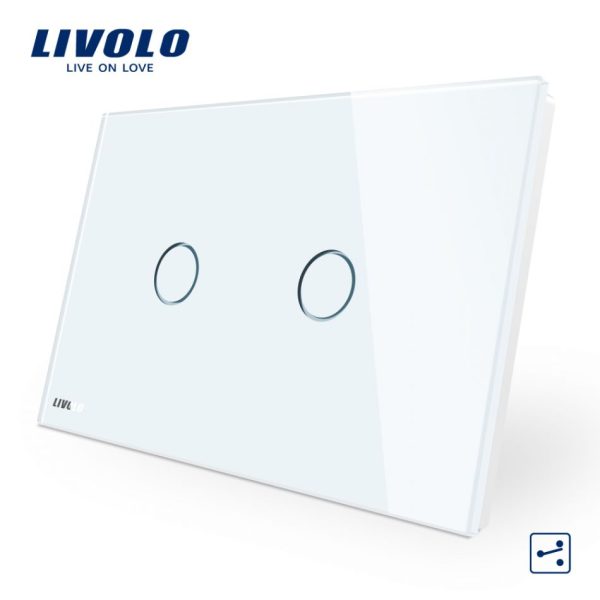 Intrerupator dublu cap scara/cruce cu touch Livolo din sticla – standard italian [1]
