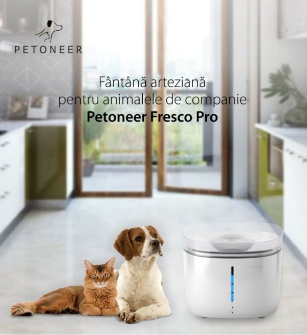 Dispenser de apa pentru animale de companie, Petoneer Fresco Mini, 2L, Filtrare, Control aplicatie [1]