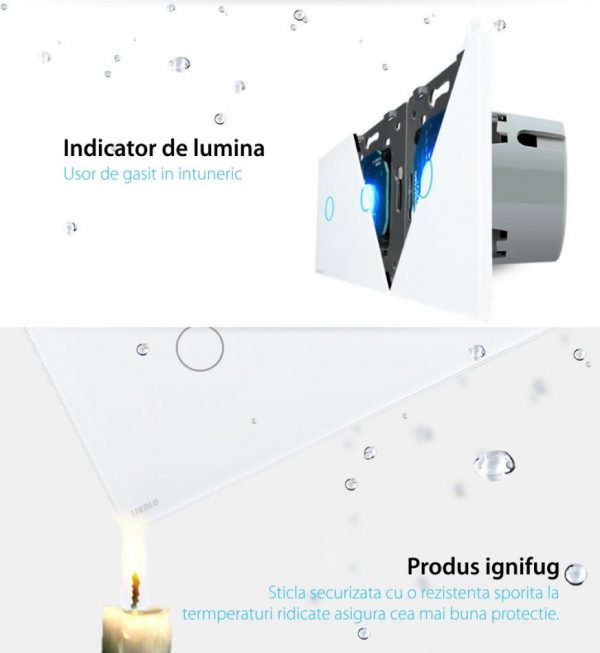 Intrerupator cu touch simplu+dublu+dublu LIVOLO din sticla, Protocol ZigBee, Control de pe telefon [1]