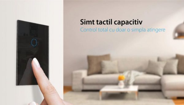 Intrerupator cu touch pentru draperie Livolo din sticla, Wireless, Standard italian [1]
