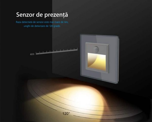Lampa de veghe LED Livolo cu rama din sticla, Senzor miscare incorporat [1]