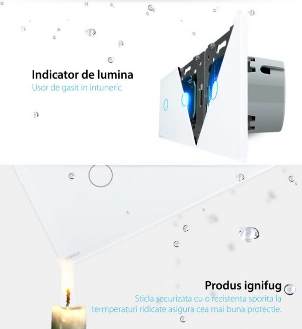 Intrerupator dublu + dublu cu touch Livolo din sticla, Protocol ZigBee, Control de pe telefon [1]
