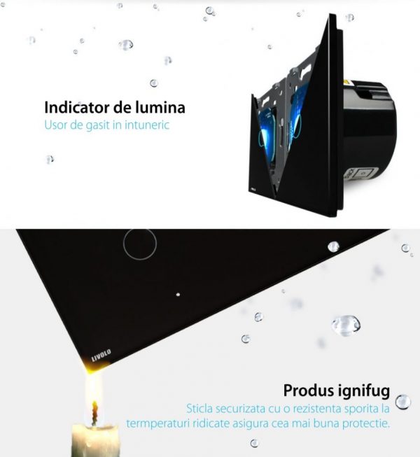 Intrerupator cu touch simplu+simplu+dublu LIVOLO din sticla, Protocol ZigBee, Control de pe telefon [1]