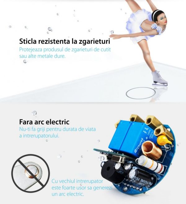 Intrerupator dublu + simplu cu touch Livolo din sticla, Protocol ZigBee, Control de pe telefon [1]