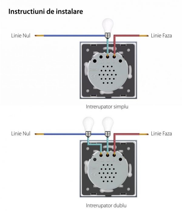 Intrerupator dublu + simplu cu touch Livolo din sticla, Protocol ZigBee, Control de pe telefon [1]