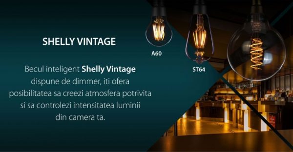 Bec inteligent Shelly Vintage A60, Dimmer, Wi-Fi, Control aplicatie, E27, 7W, 750 LM [1]