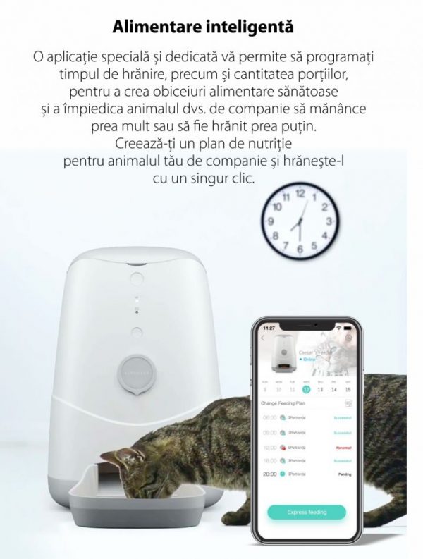 Dispenser inteligent pentru hrana animalelor de companie Petoneer Nutri, Control aplicatie, Slot baterie externa [1]