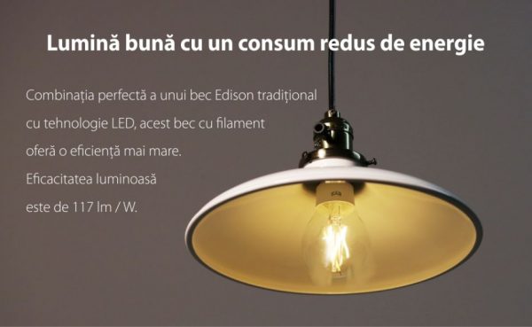Bec inteligent cu filament LED, Yeelight YLDP12YL, Control smart, 6W, Wi-Fi, 2.4 GHz [1]