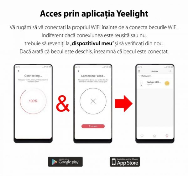 Bec Inteligent YeeLight 1S YLDP13YL, Smart, Color, WiFi, 8.5W, Compatibil cu Google Assistant, Apple HomeKit & SmartThings [1]