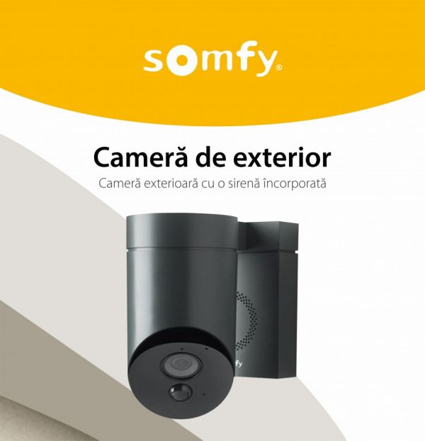 Camera de supraveghere de exterior Somfy, Wifi, 1080p Full HD, Sirena 110 dB, Posibila conexiune la corpul de iluminat existent – Gri [1]