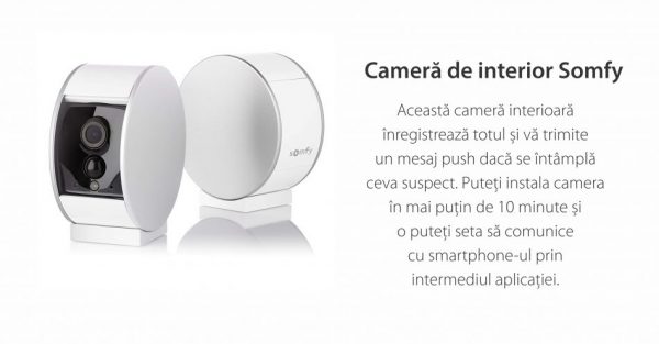 Camera Video HD de interior Somfy Protect, Vedere pe timp de noapte, Zoom de 8x, Compatibil cu TaHoma, Amazon Alexa, IFTTT si Works With Nest [1]