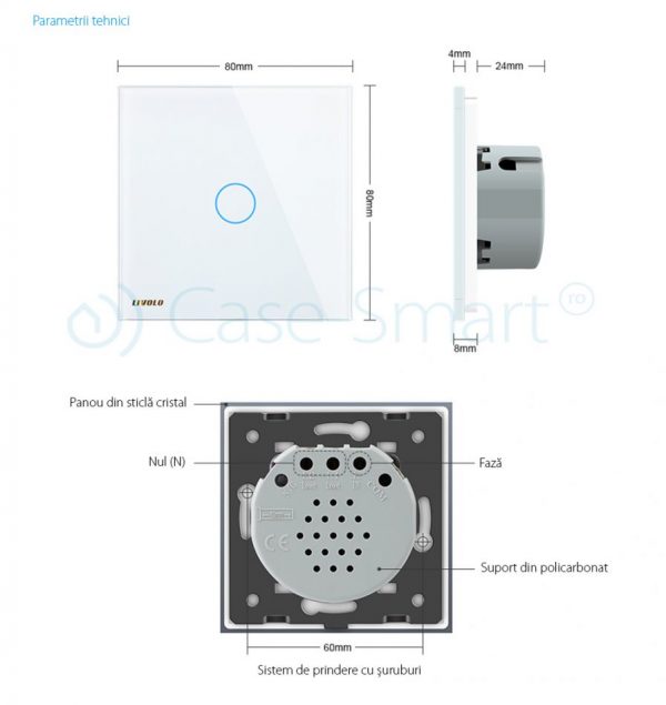 Intrerupator simplu cu touch Livolo din sticla – protocol ZigBee, Control de pe telefonul mobil [1]