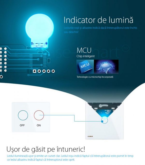 Intrerupator simplu cu touch Livolo din sticla – protocol ZigBee, Control de pe telefonul mobil [1]