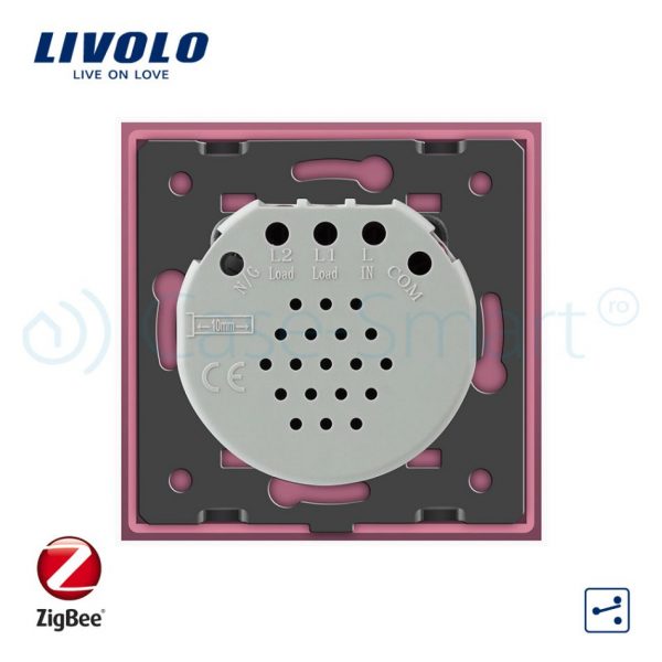 Intrerupator simplu cap-scara cap-cruce cu touch Livolo din sticla – protocol ZigBee, Control de pe telefonul mobil [1]