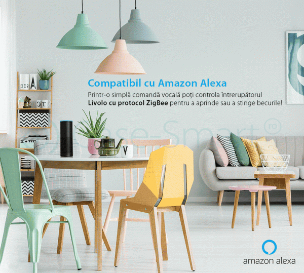 Intrerupator simplu cap-scara cap-cruce cu touch Livolo din sticla – protocol ZigBee, Control de pe telefonul mobil [1]